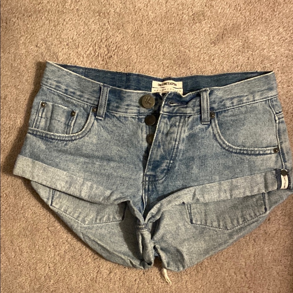 One Teaspoon Light Blue Denim Jean Shorts